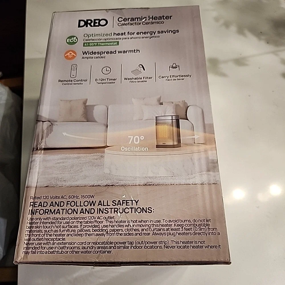 DREO Space Heater Atom 1500W Portable Oscillating Electric Heater for Indoor Use
